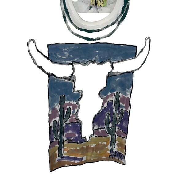 Hari 1993 Vintage Mens Tee Shirt  Size XL White Hand Painted Southwest Theme - Picture 7 of 7